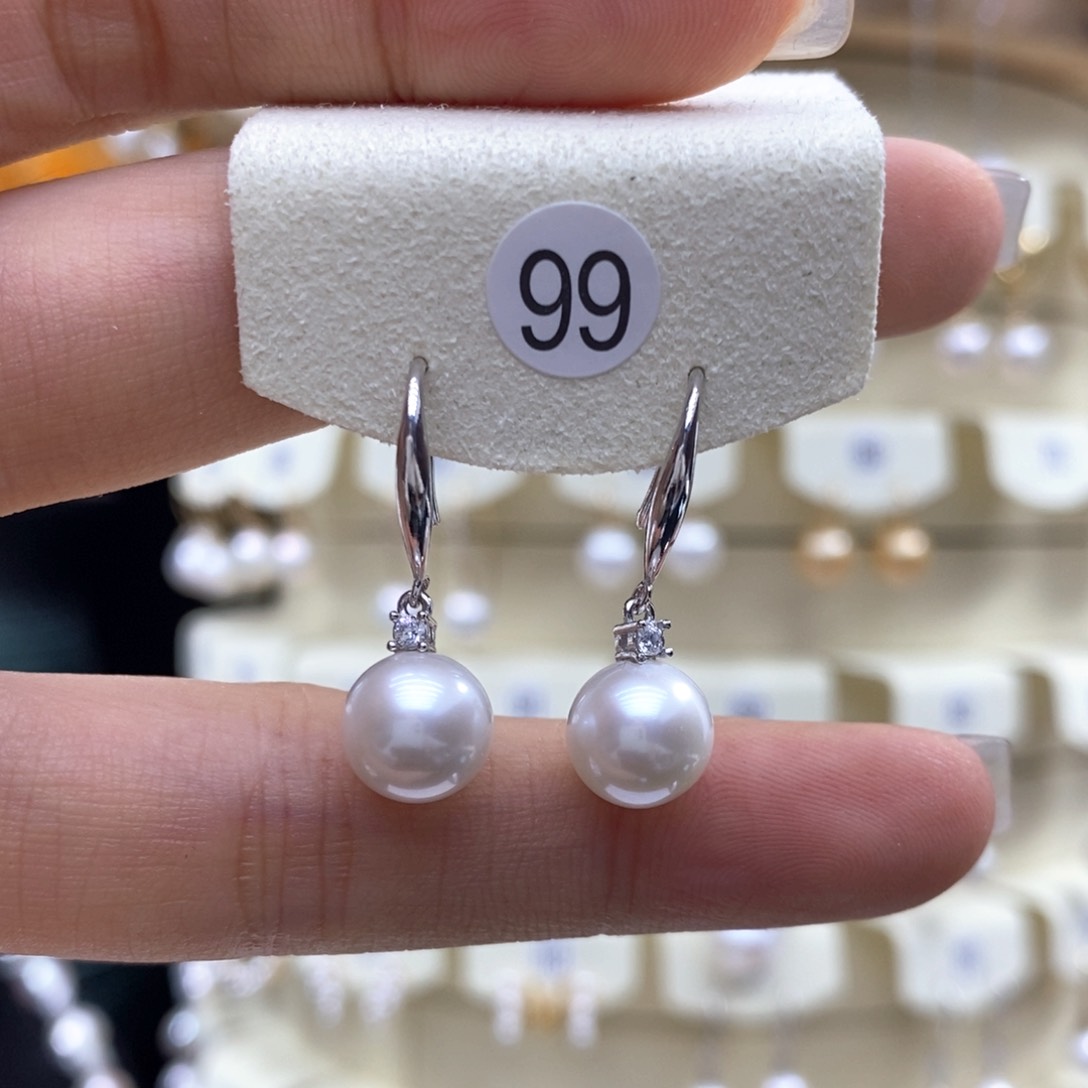淡水珍珠耳饰银S925镶嵌