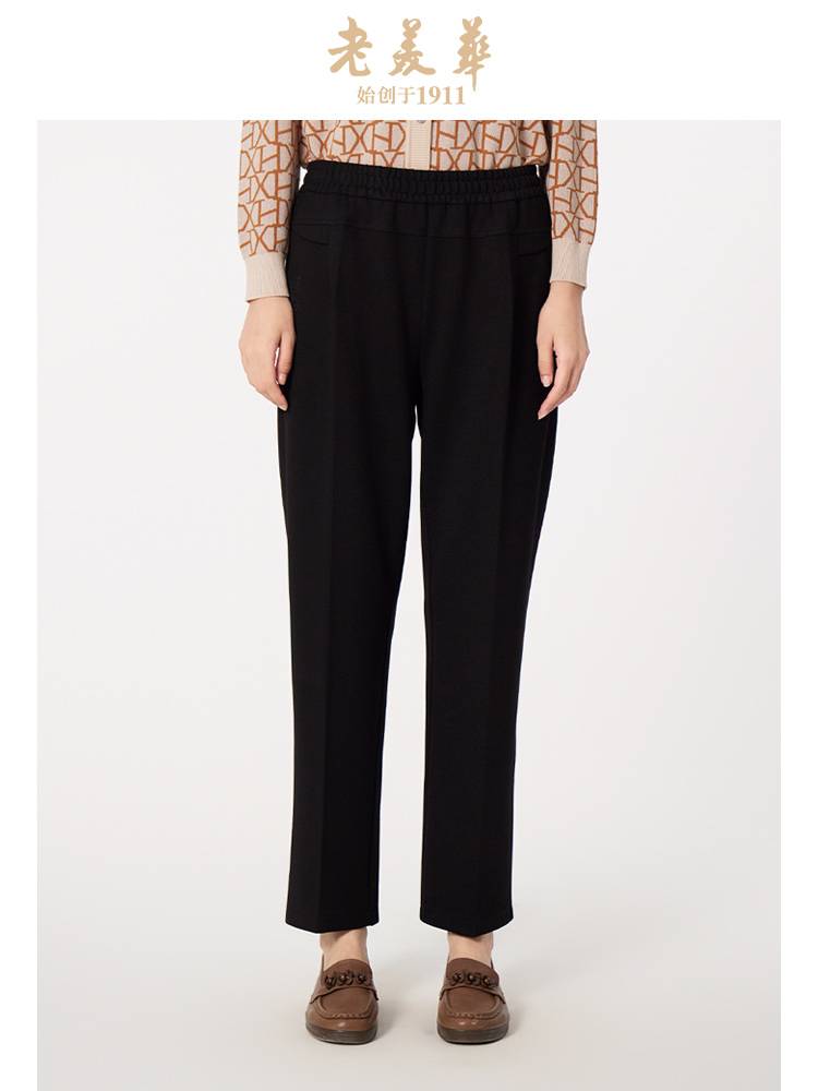 老美华春季女士休闲弹力面料简约舒适大码小码女裤431224033