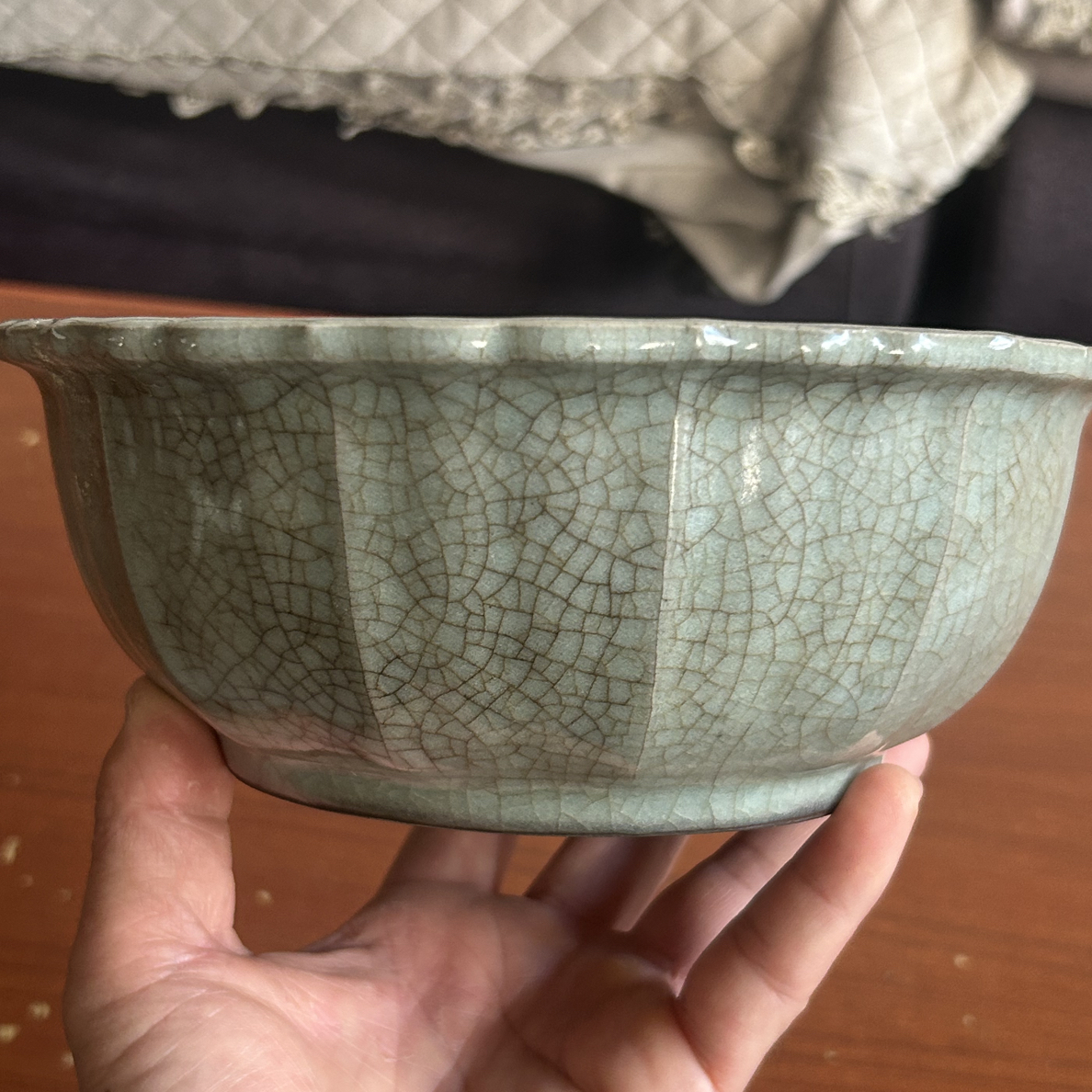 官窑天釉开片大碗全品完整器