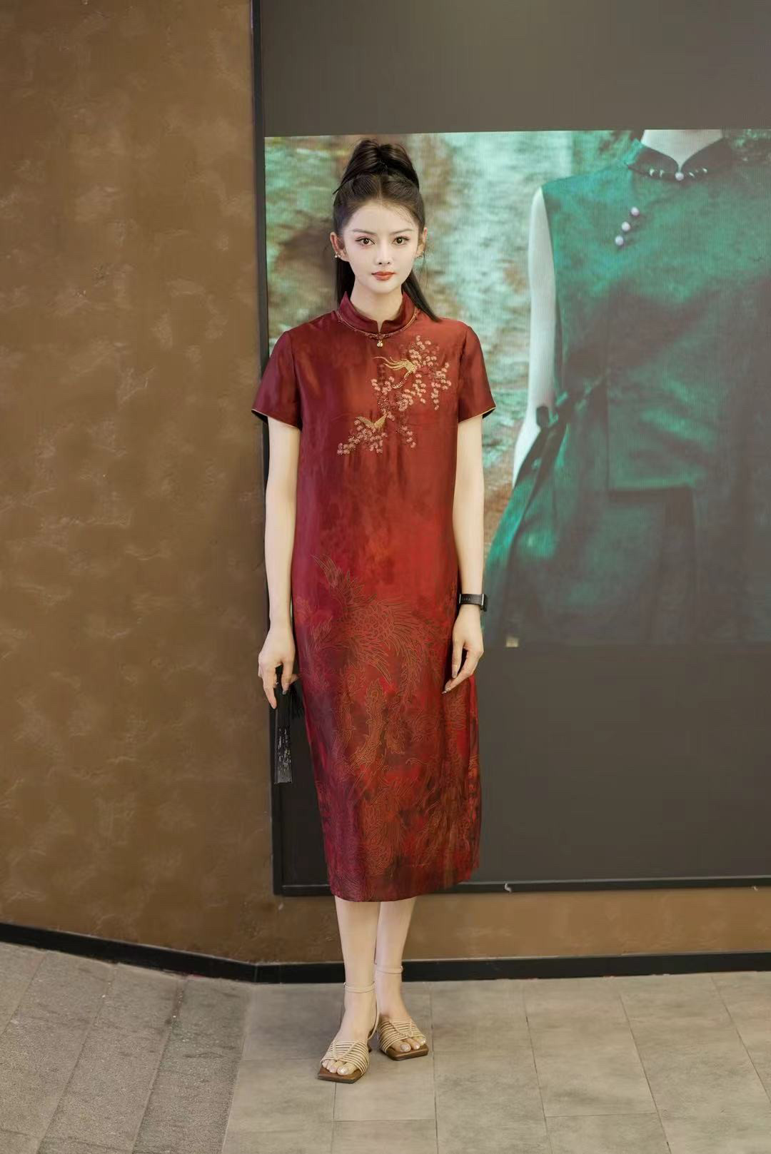 九儿家香云纱桑蚕丝连衣裙6057