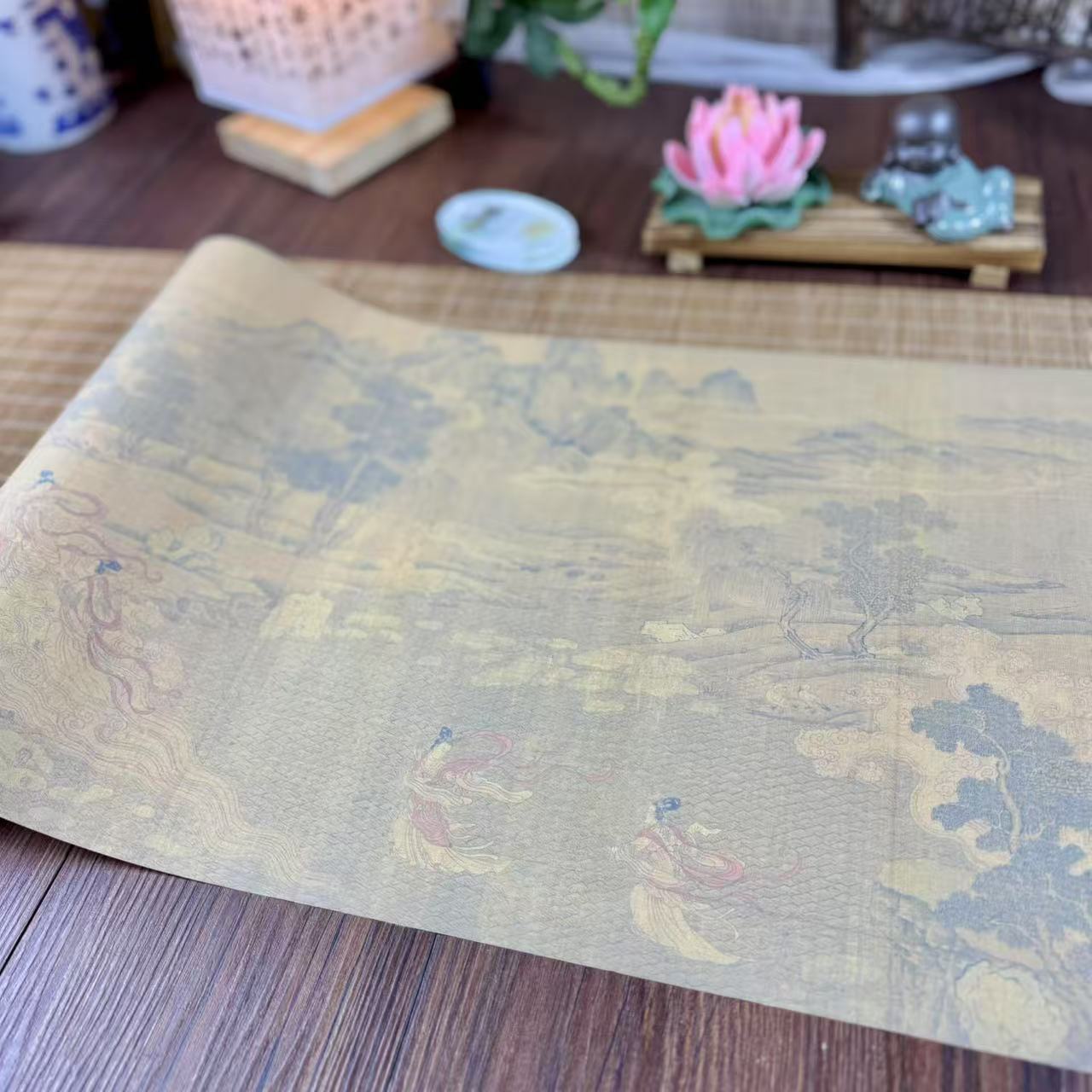静德斋【绢纸-洛神赋船款20米长卷】微喷蜡染小楷行草书半生熟宣纸