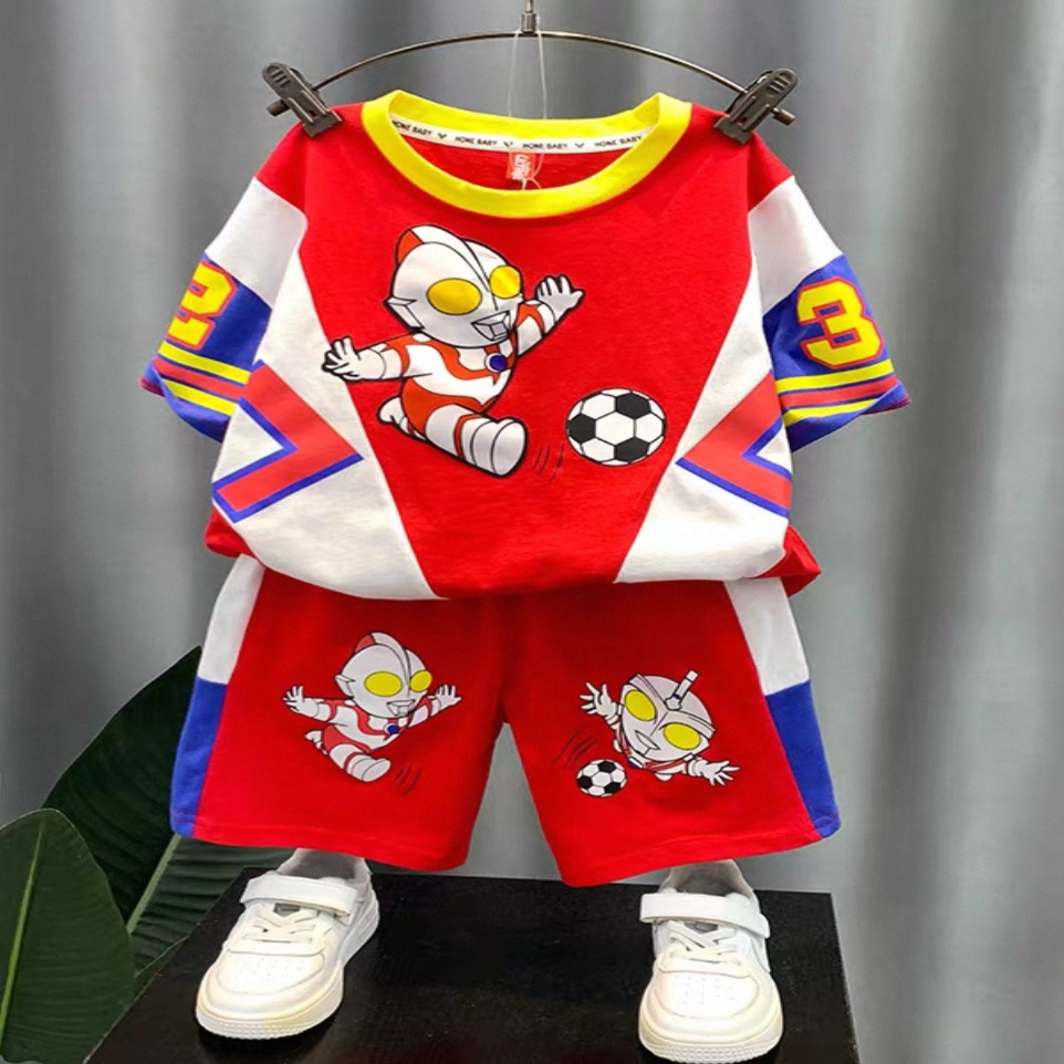 洋气亮灯奥特曼2026衣服童夏季短袖套装两件套儿童装夏装酷H511