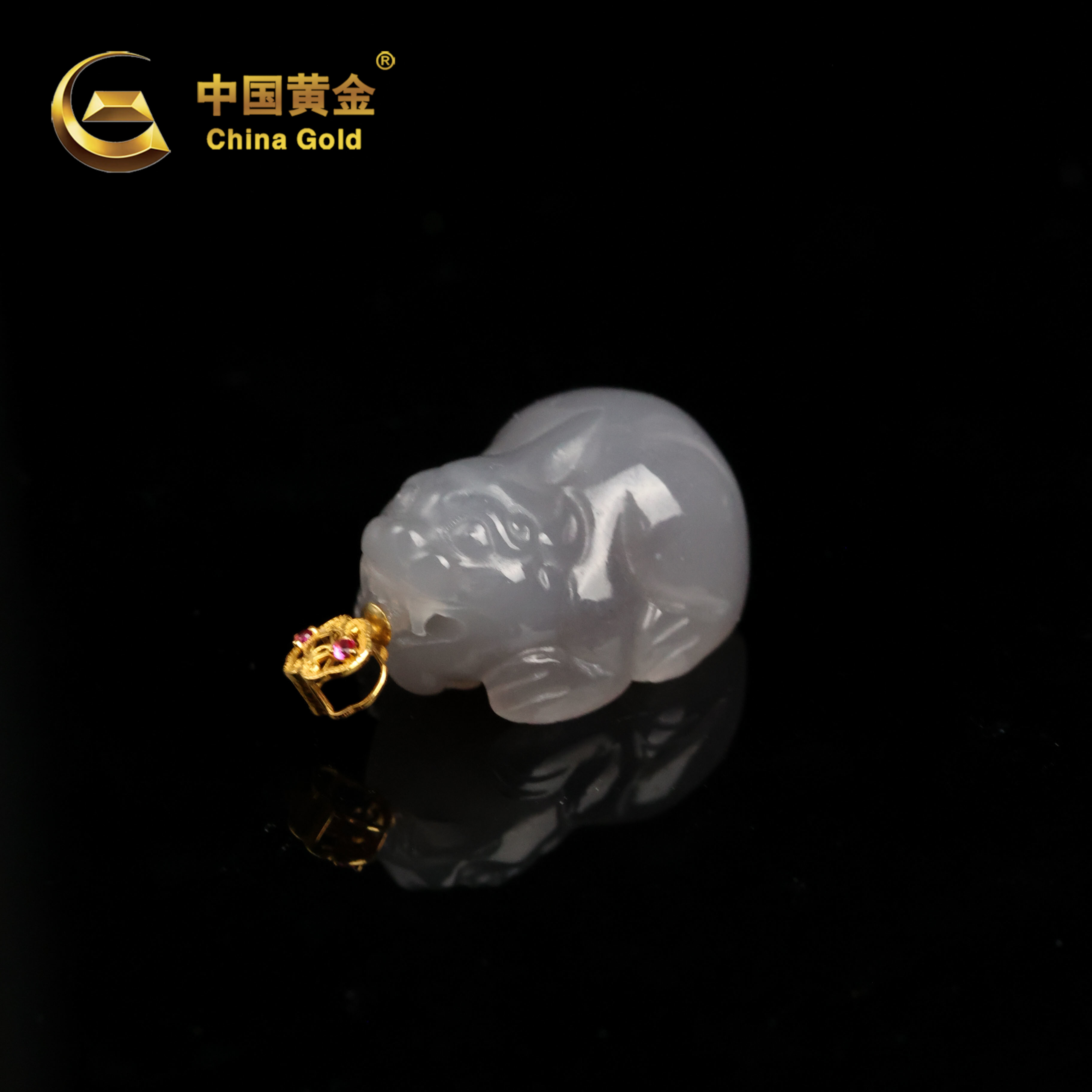 【中国黄金】纳金 | 和田玉*吊坠*18K金镶嵌-D4911-格