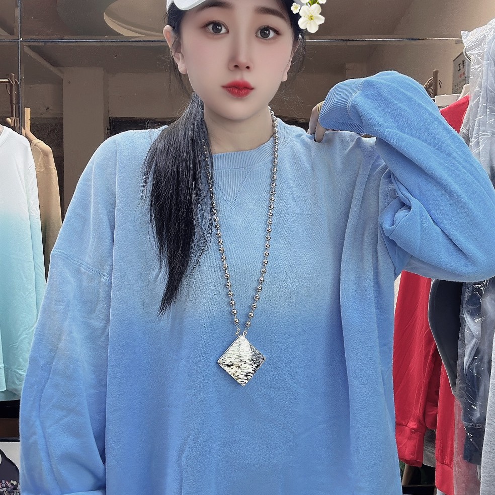 外贸纯棉卫衣男女同款多色水洗做旧