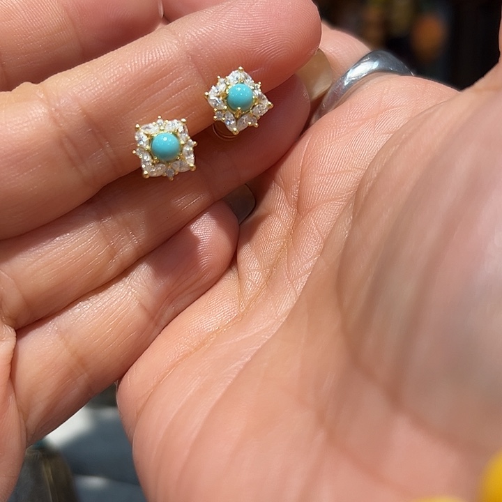 足银玻璃精工制作纯银镶嵌耳钉