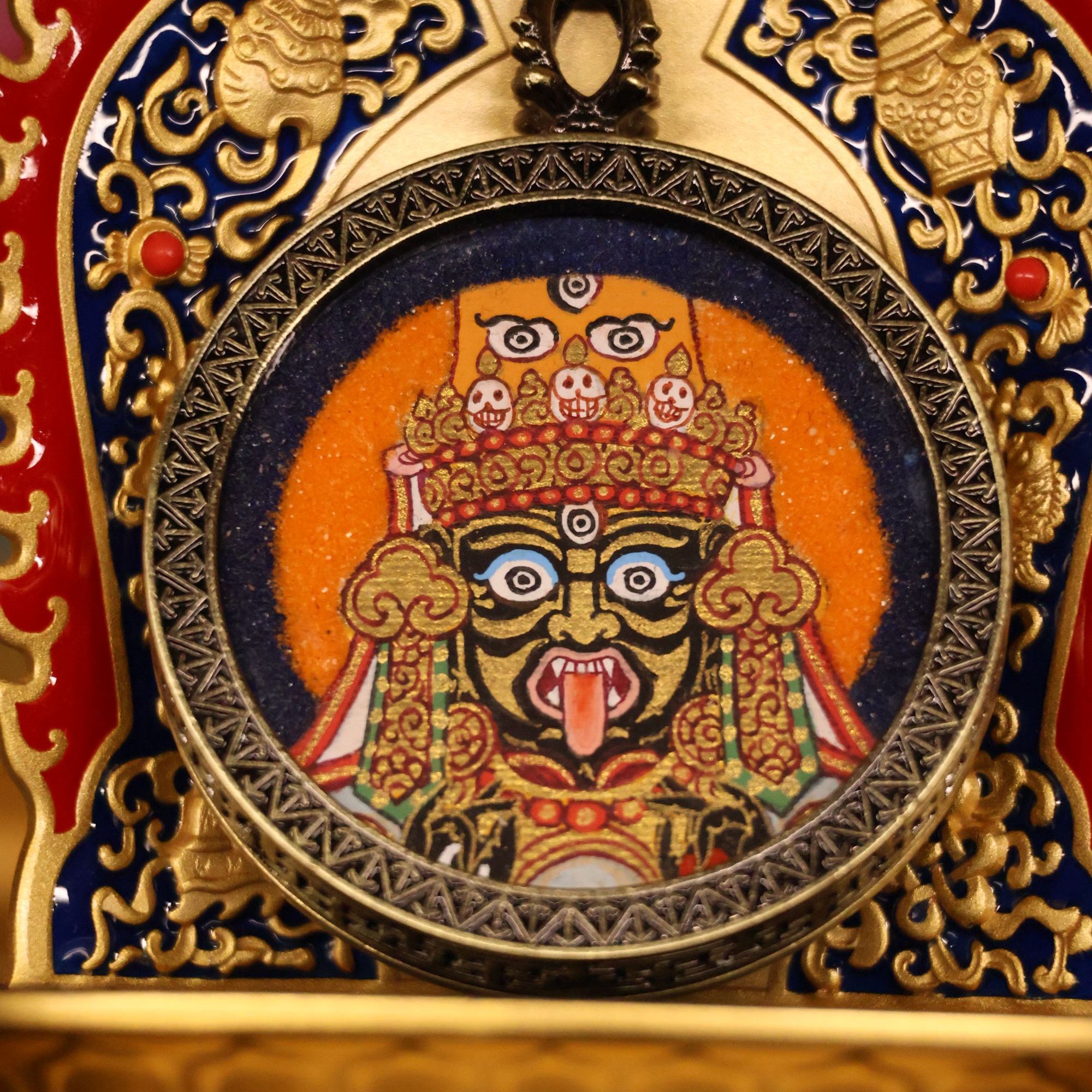 【扎基拉姆】纯金底纯手绘唐卡小圆卡黄师唐卡