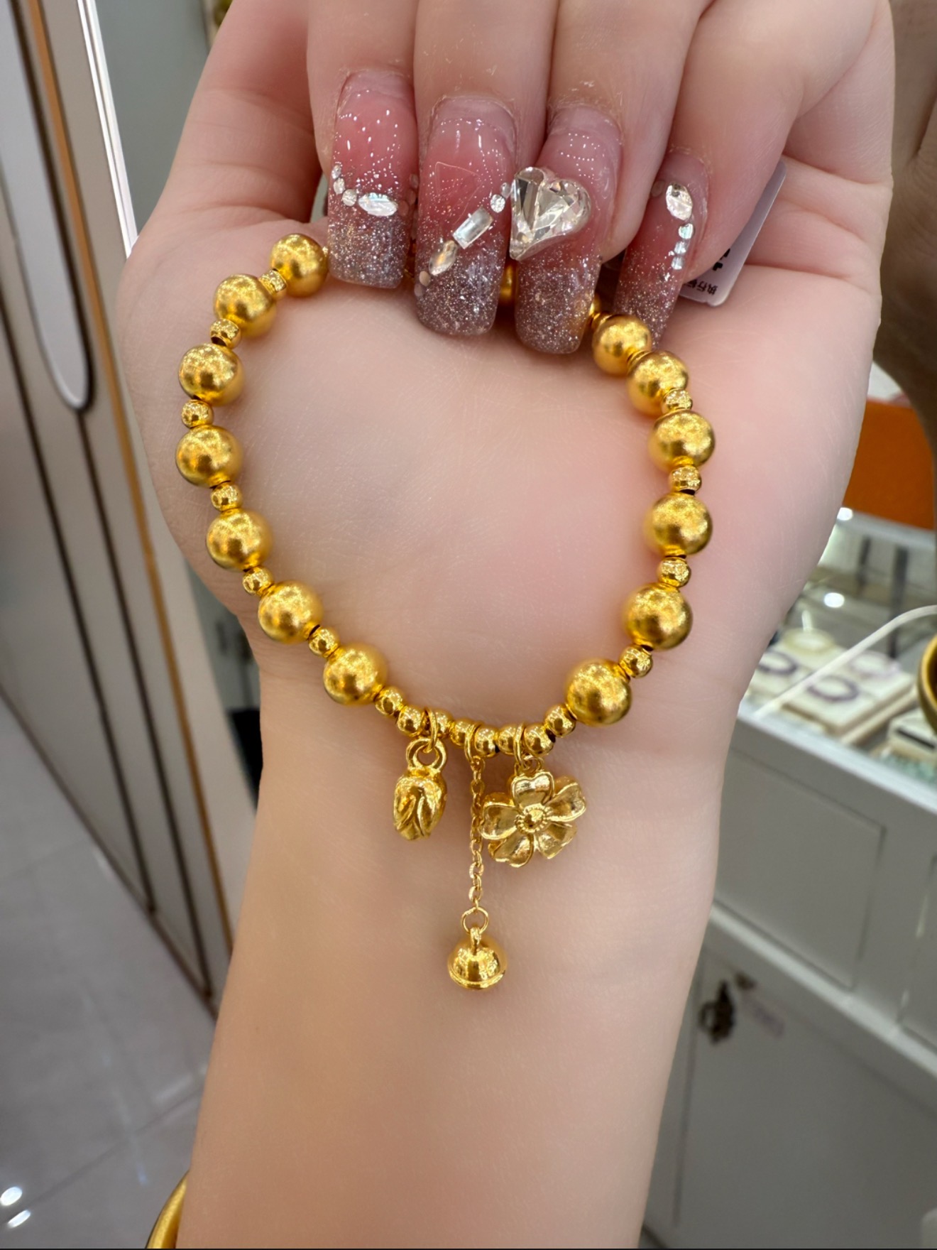 足银银制品 镀金银 6m古法手串