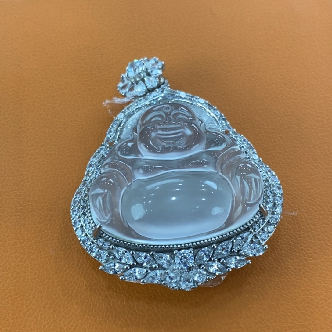 石英质玉银S925镶嵌吊坠(赠链)