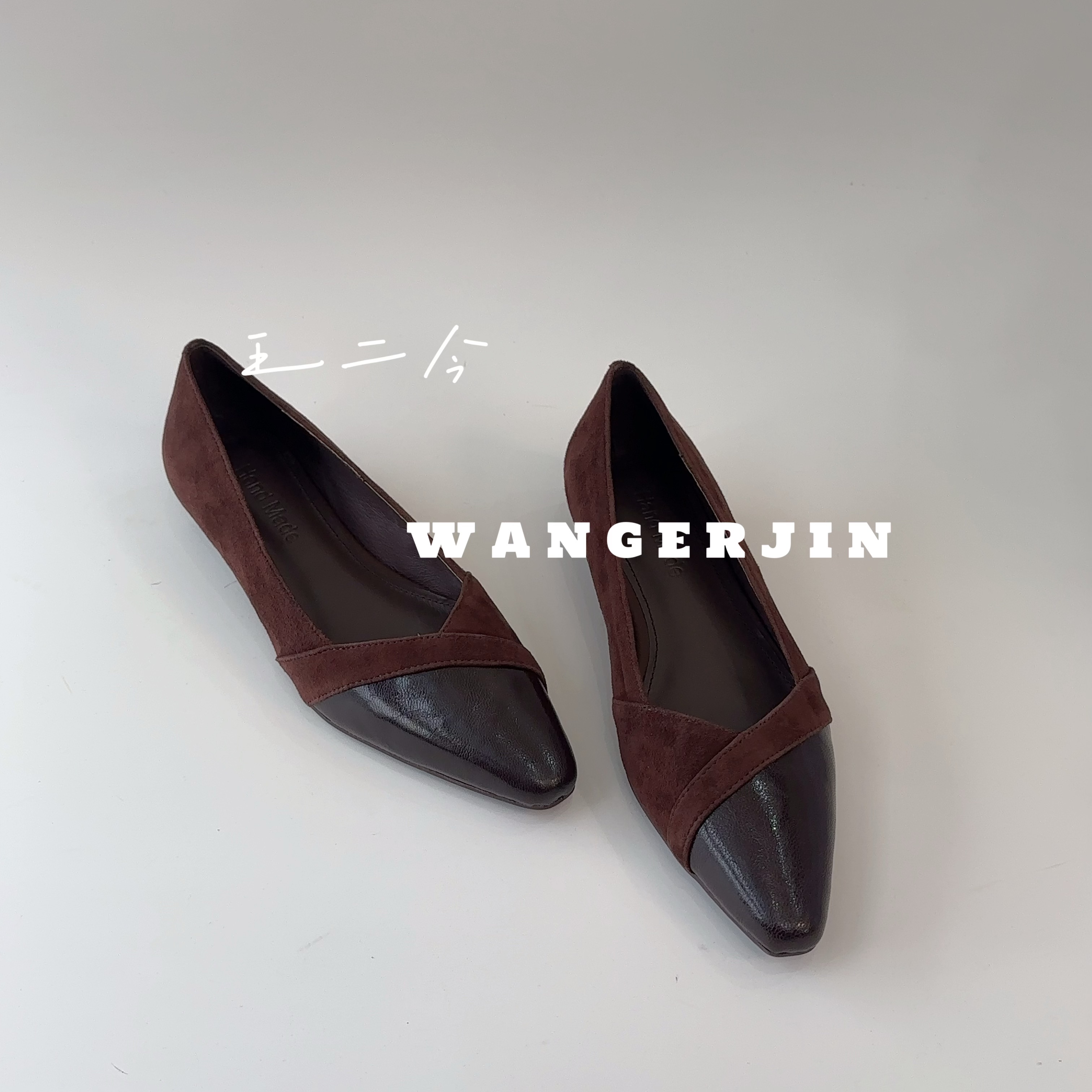 王二今/羊皮/2.5CM/法式小粗跟气质温柔拼接一脚蹬百搭通勤单鞋女