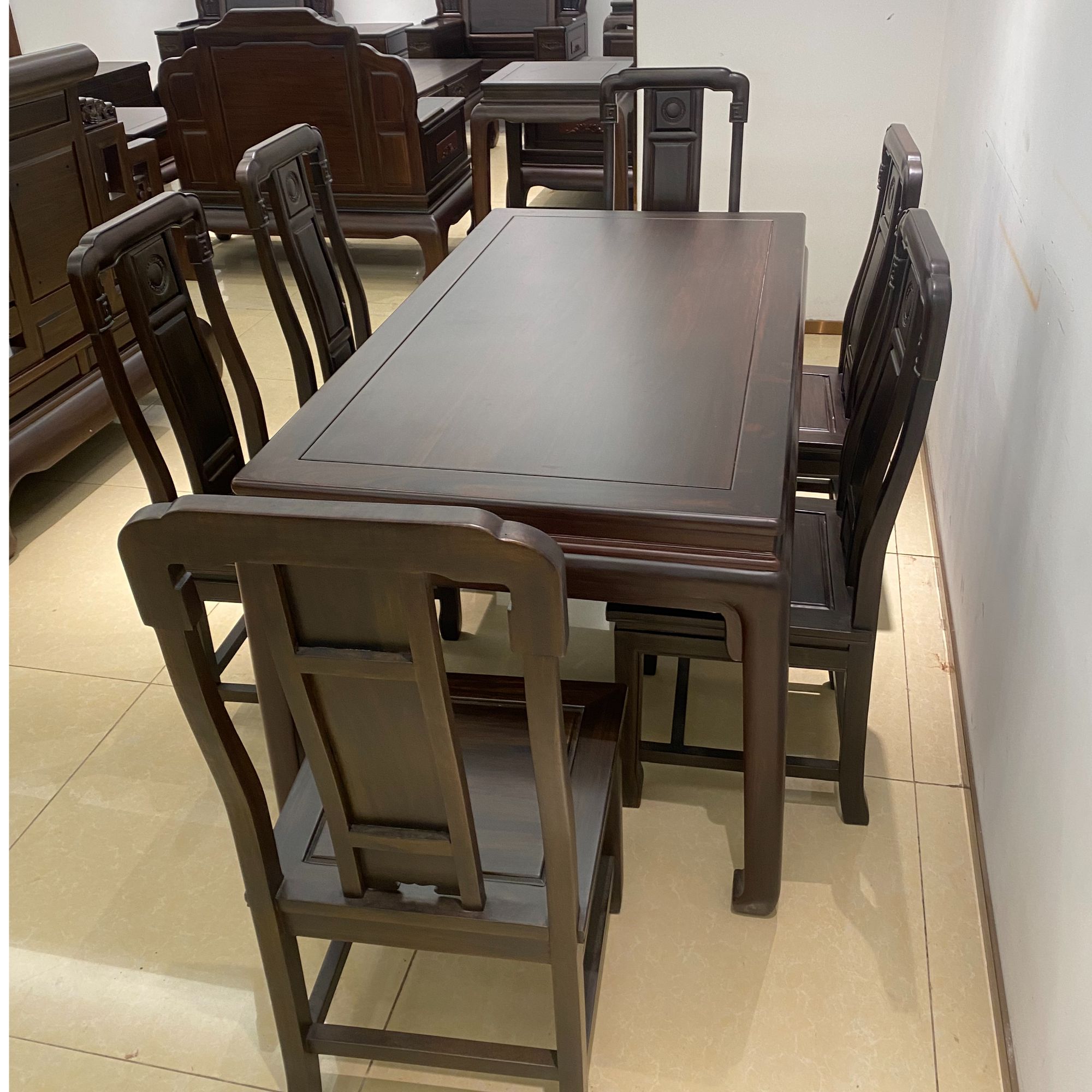 【大叶紫檀长方形餐台】6人全材好料孤品家具