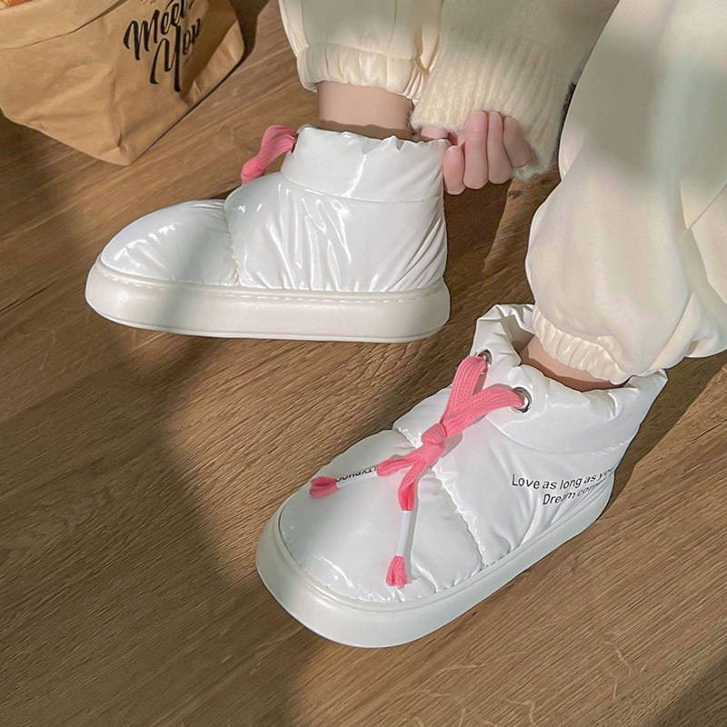 【清仓】秋冬季棉拖鞋减龄抽绳简约运动风棉靴乳胶棉鞋外穿舒适保暖