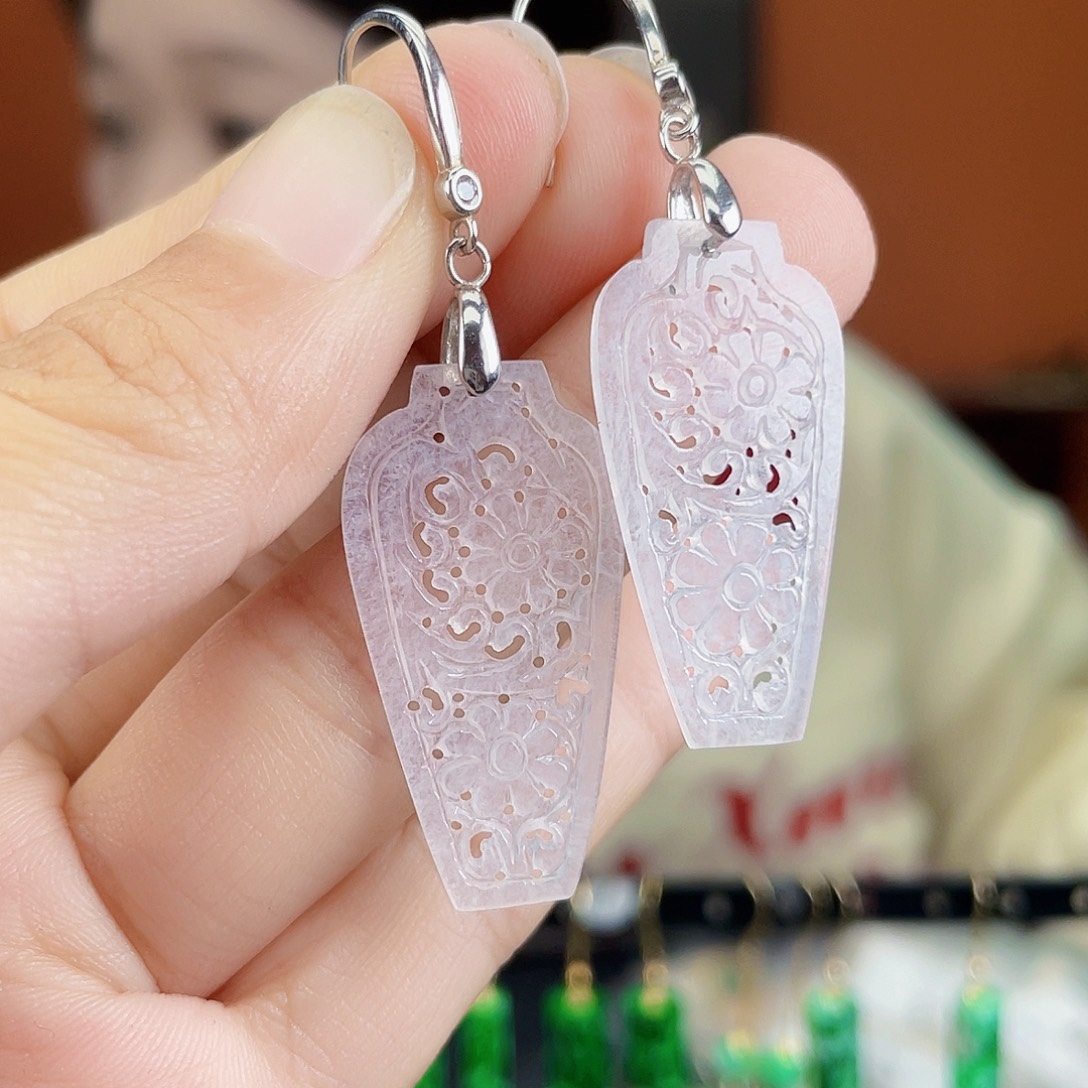 翡翠银S925镶嵌耳饰