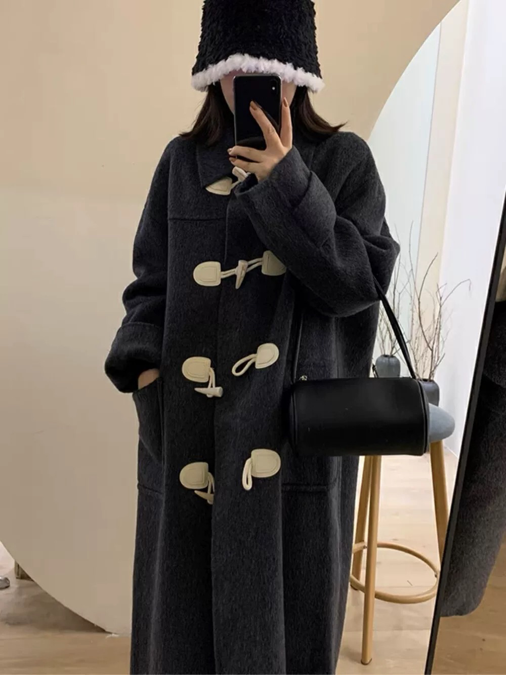 【影姐宠粉】学院风韩系宽松牛角扣双面羊毛大衣外套