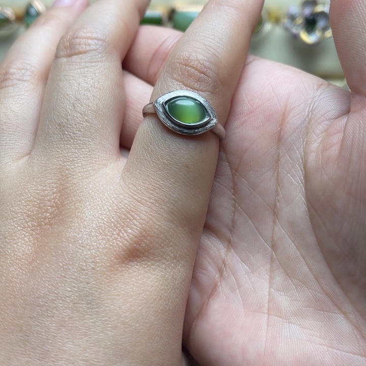 和田玉（碧玉）银S925镶嵌戒指