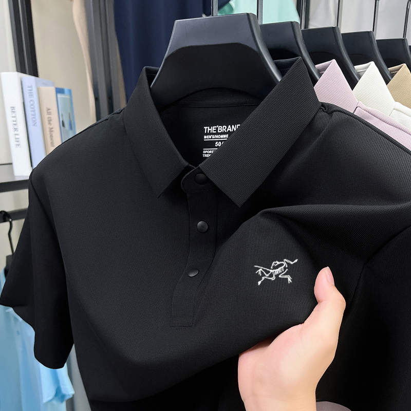 【撤柜特价】刺绣鸟男士短袖T恤夏季透气垂感商务休闲翻领POLO衫