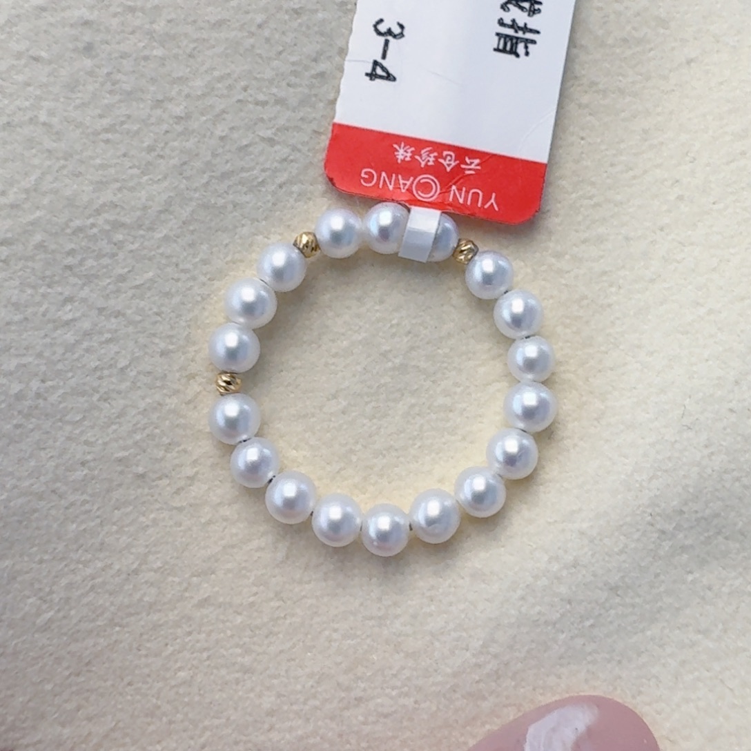 18K金镶嵌淡水珍珠戒指@@bj124