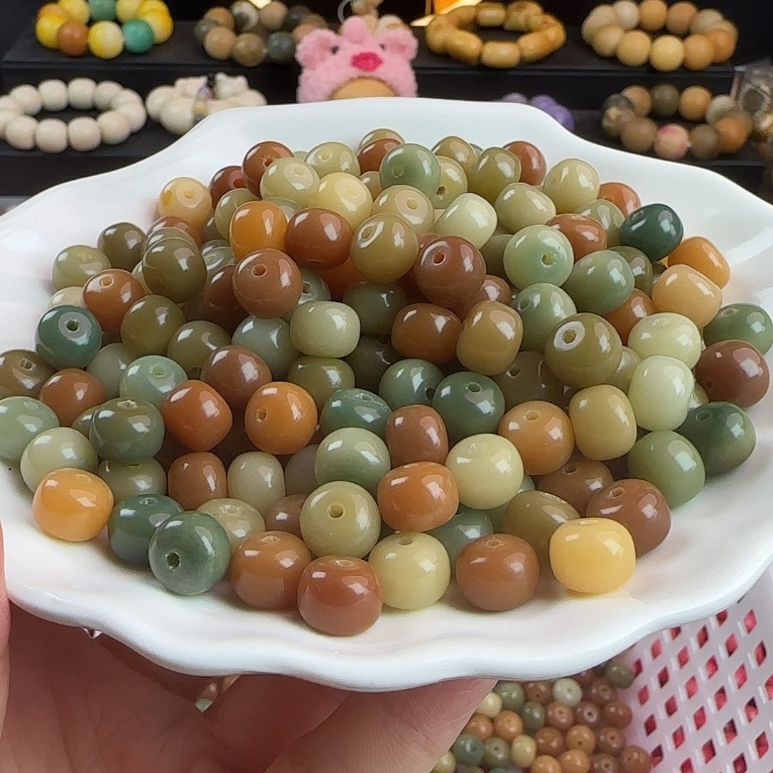 菩提根/象牙果手串微瑕卡10唐三彩桶500颗