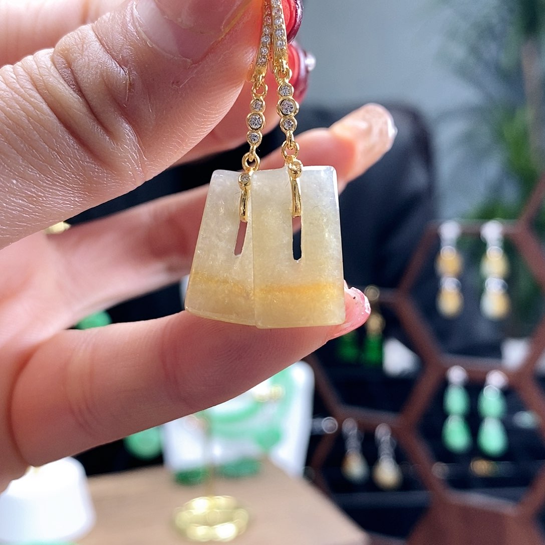 翡翠耳饰银S925镶嵌翡翠
