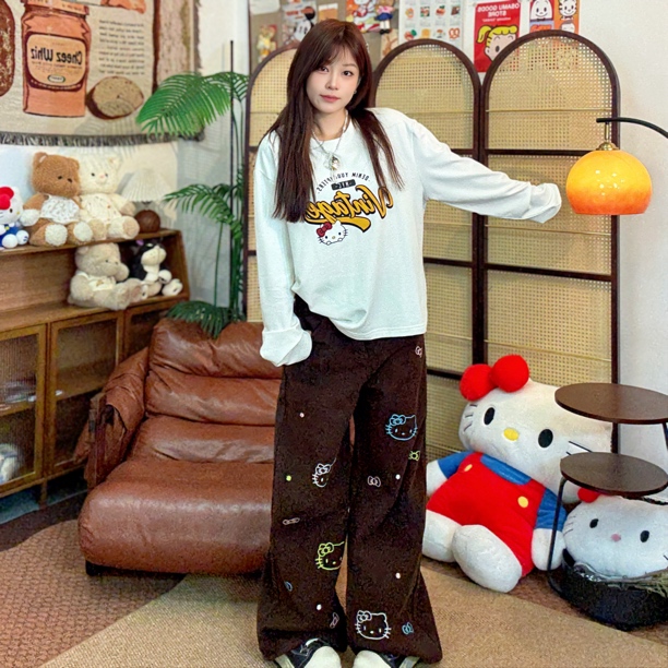 RUSHMOON【刺绣满印大头KT加绒牛仔裤】