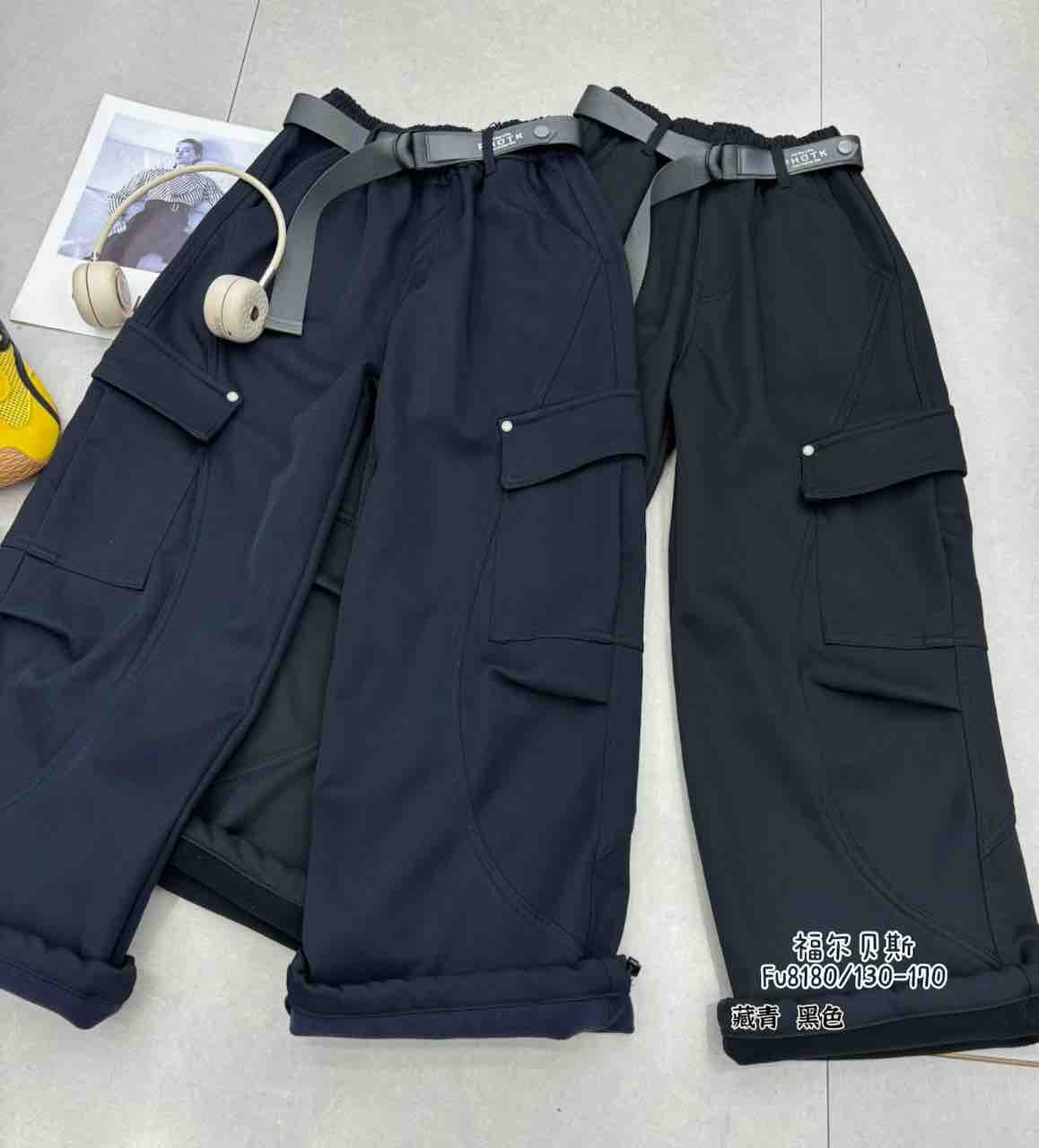 2025秋冬季男女童童装休闲百搭加绒工装裤Fu8180