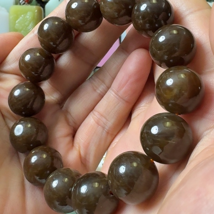 和田玉未镶嵌颈饰老红糖16