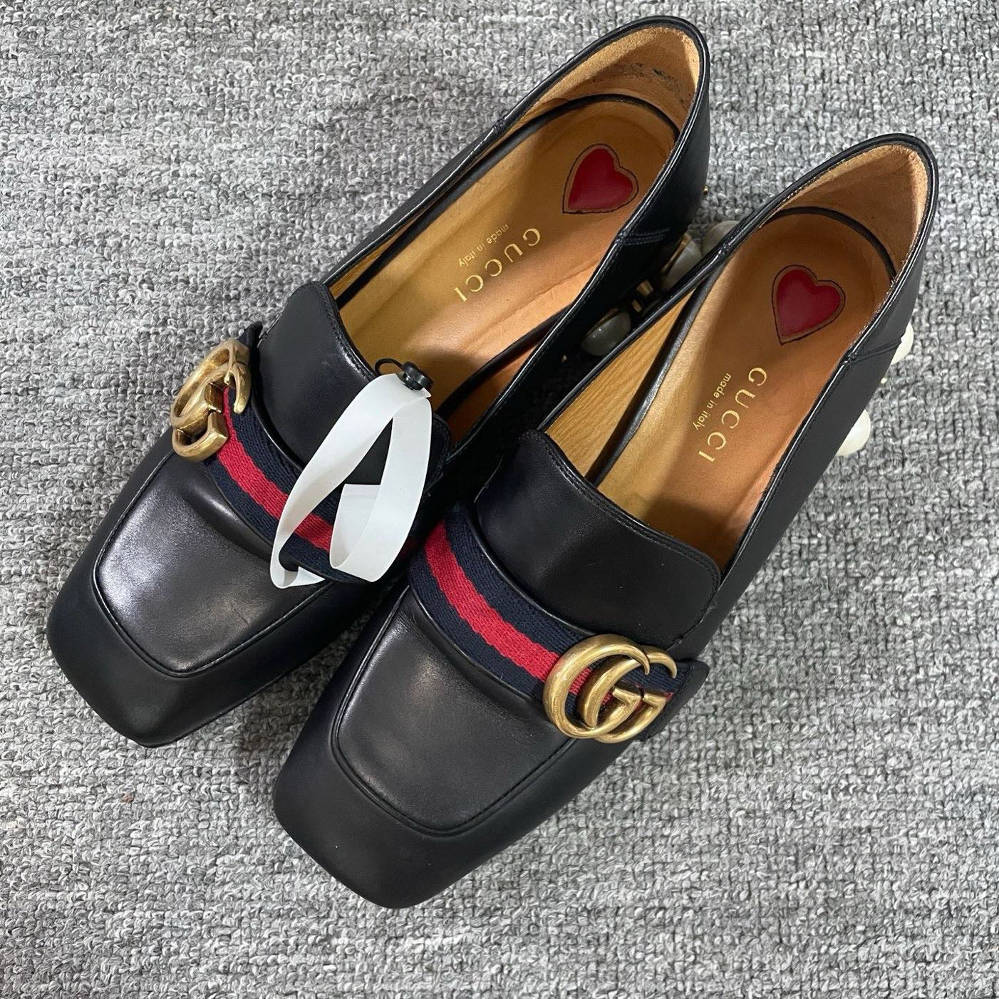 95新 GUCCI/古驰 双G中跟乐福鞋 36码/09428