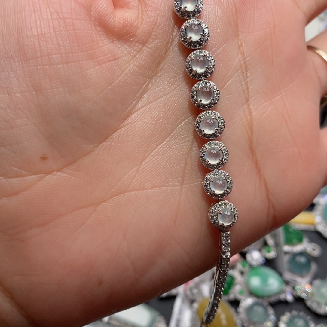 翡翠手链银S925镶嵌c c c c