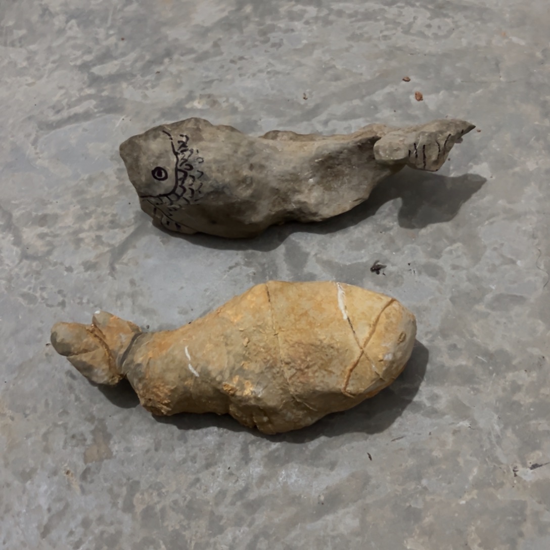 灵璧石双鱼摆件天然原石