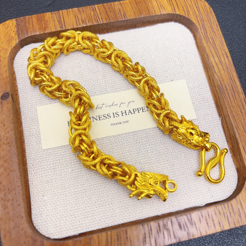 合金手链 龙骨手链双龙头霸气男女潮流男士时尚复古经典大气