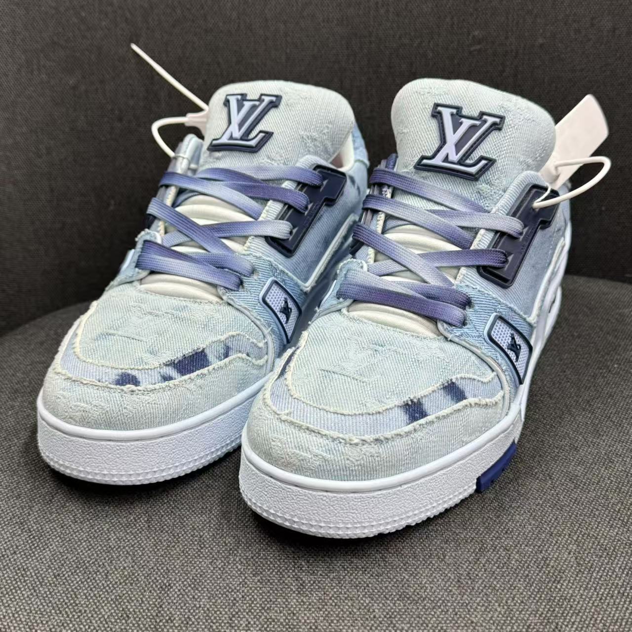 未使用 LouisVuitton/路易威登 扎染蓝牛仔trainer奢鞋
