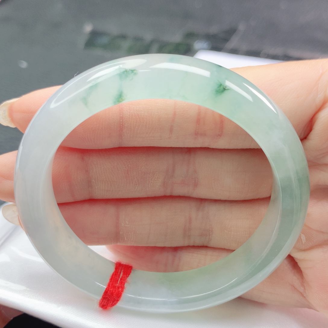 翡翠未镶嵌手镯翡翠51.9冰种透亮飘花正圈