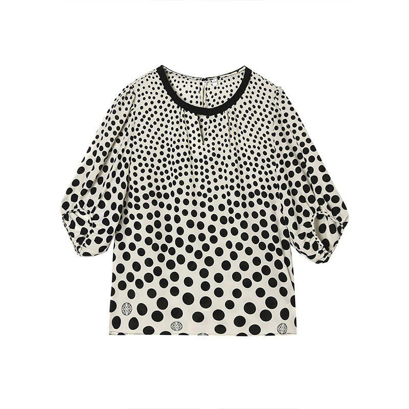 波点七分袖圆领设计时尚高级宽松显瘦衬衫上衣女随和 PX1-205