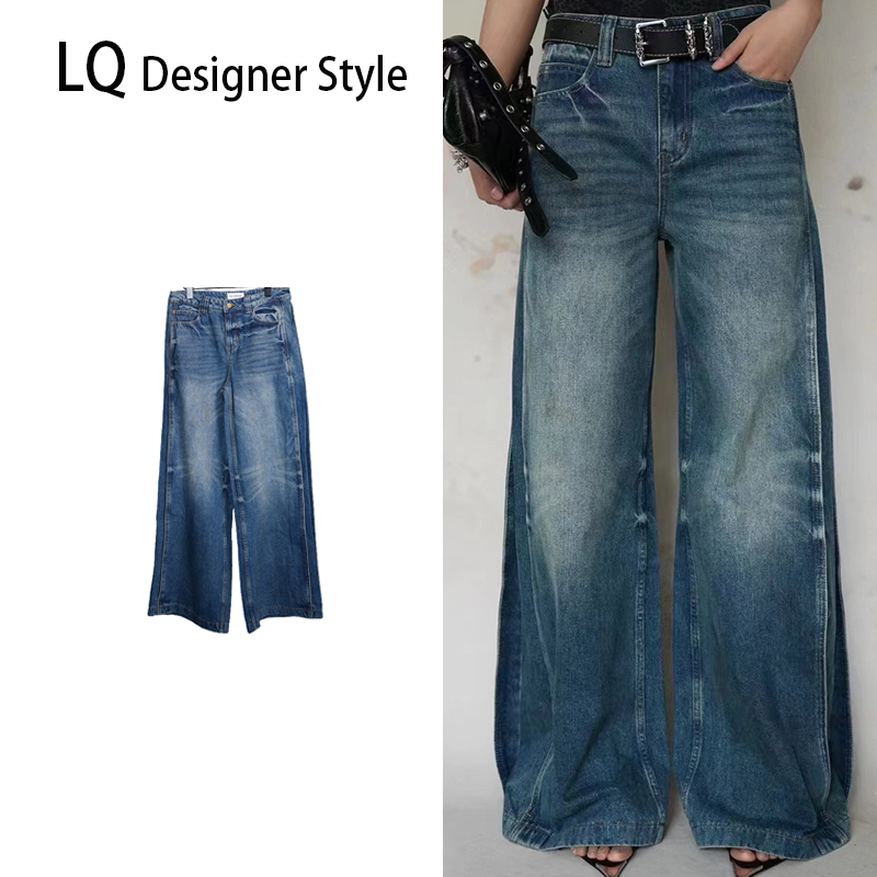 【南油徐哥】设计师款高定低腰直筒设计感豹纹标牛仔裤04010