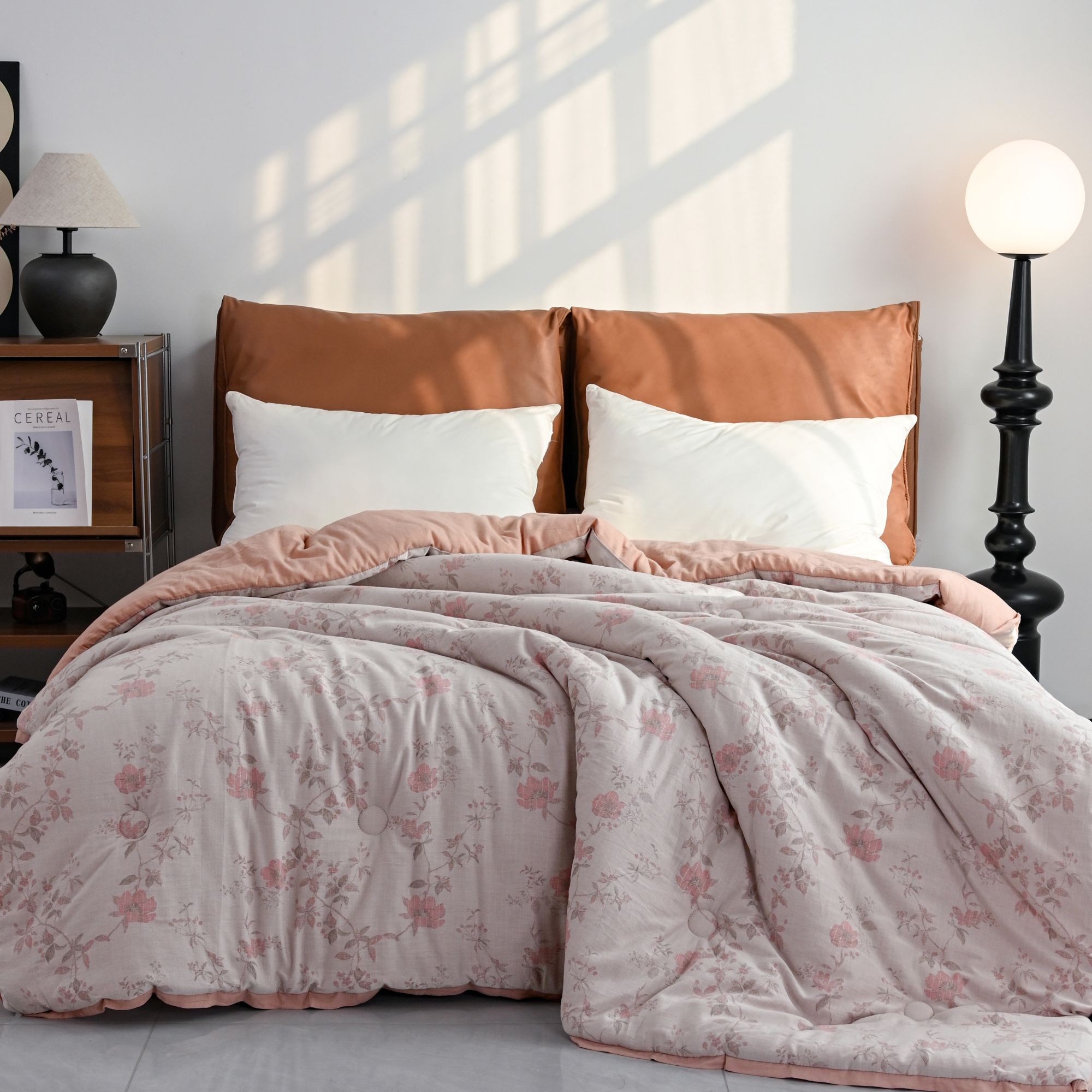 【北奈かわ会社】200*230cm高端 轻奢 双层纱澳洲羊绒蛋白被 花香蜜语