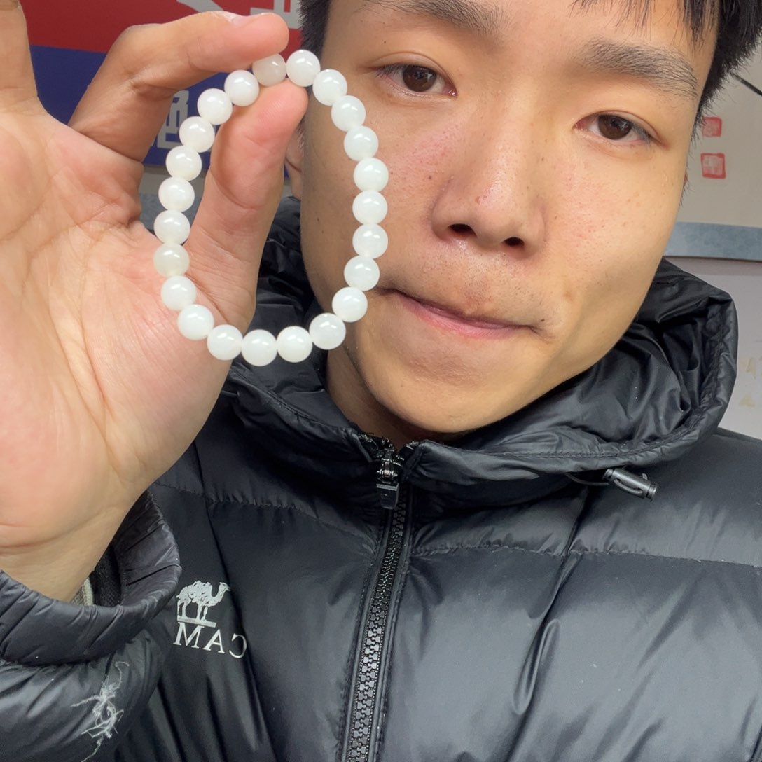 和田玉手链未镶嵌多样性野牛沟羊脂玉卡8货头