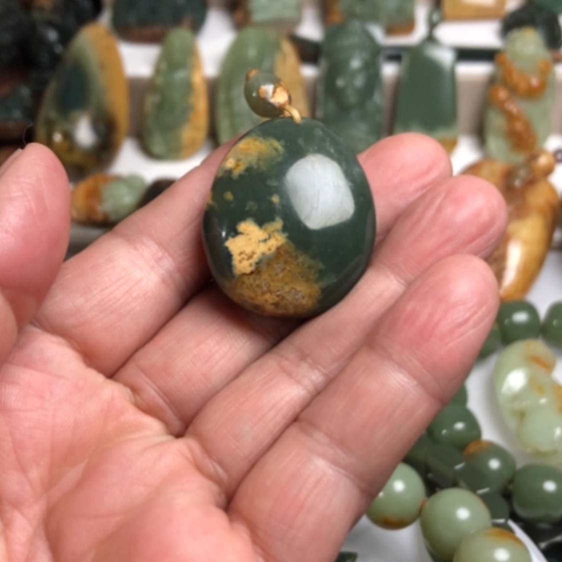 【闪购商品】岫岩河磨玉（透闪石质玉）挂件未镶嵌