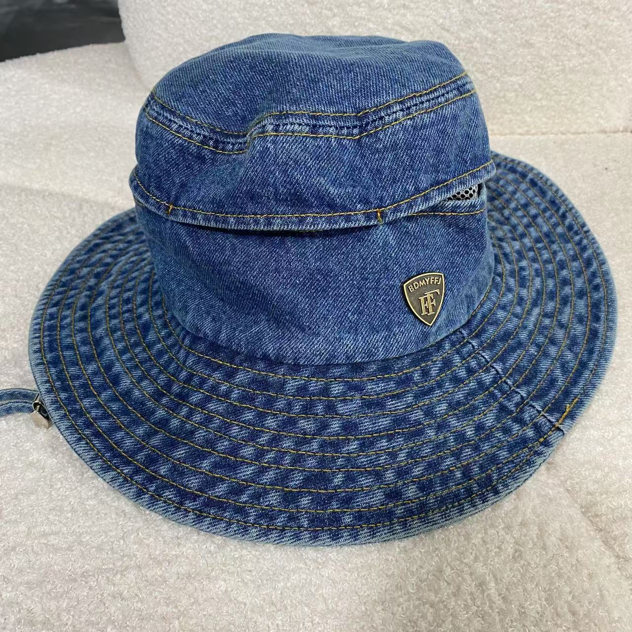 infobyfive2025春季新款帽子蓝色牛仔帽大檐帽碗帽2EB2605