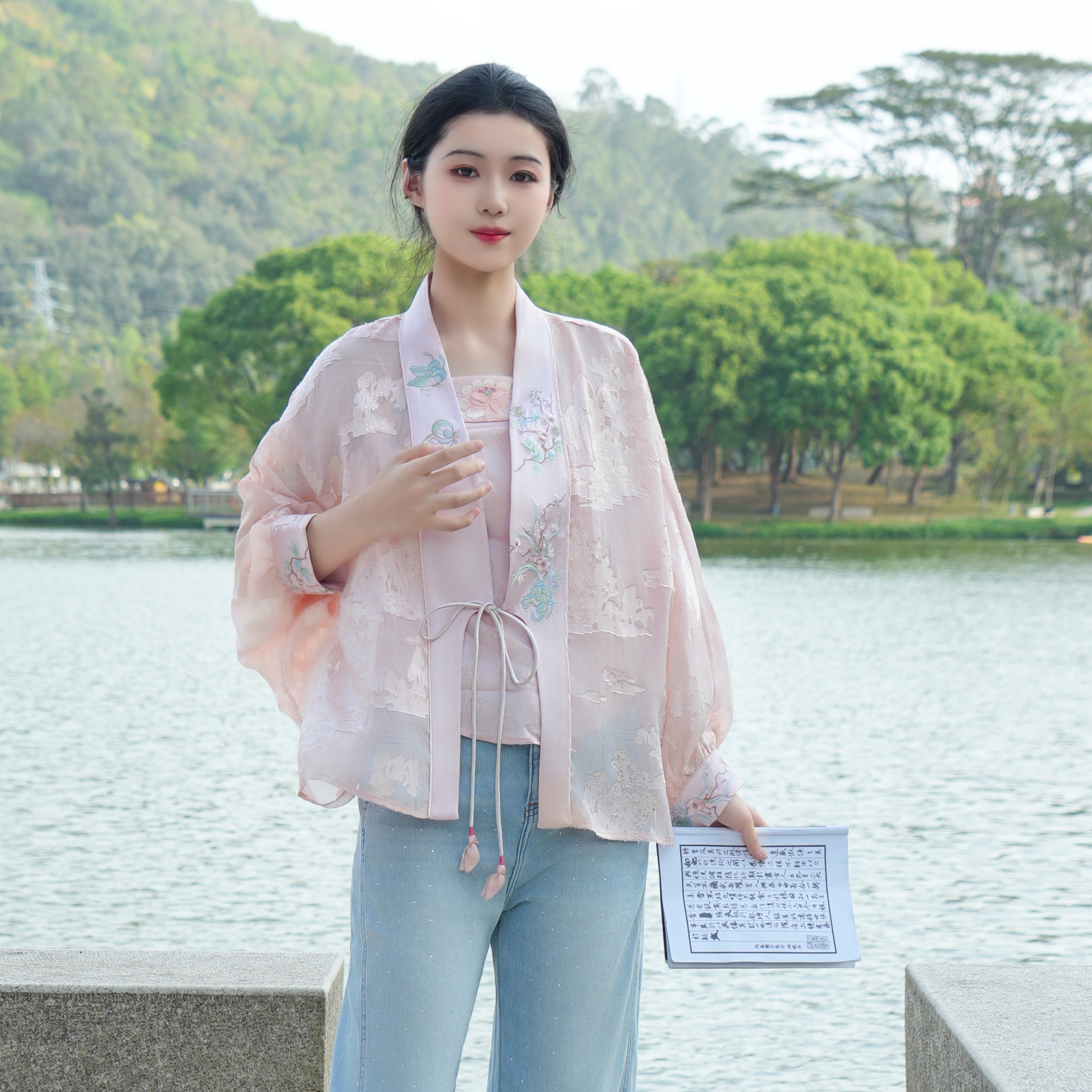 [烟云] 重工刺绣桑蚕丝小衫新中式国风宽松真丝上衣