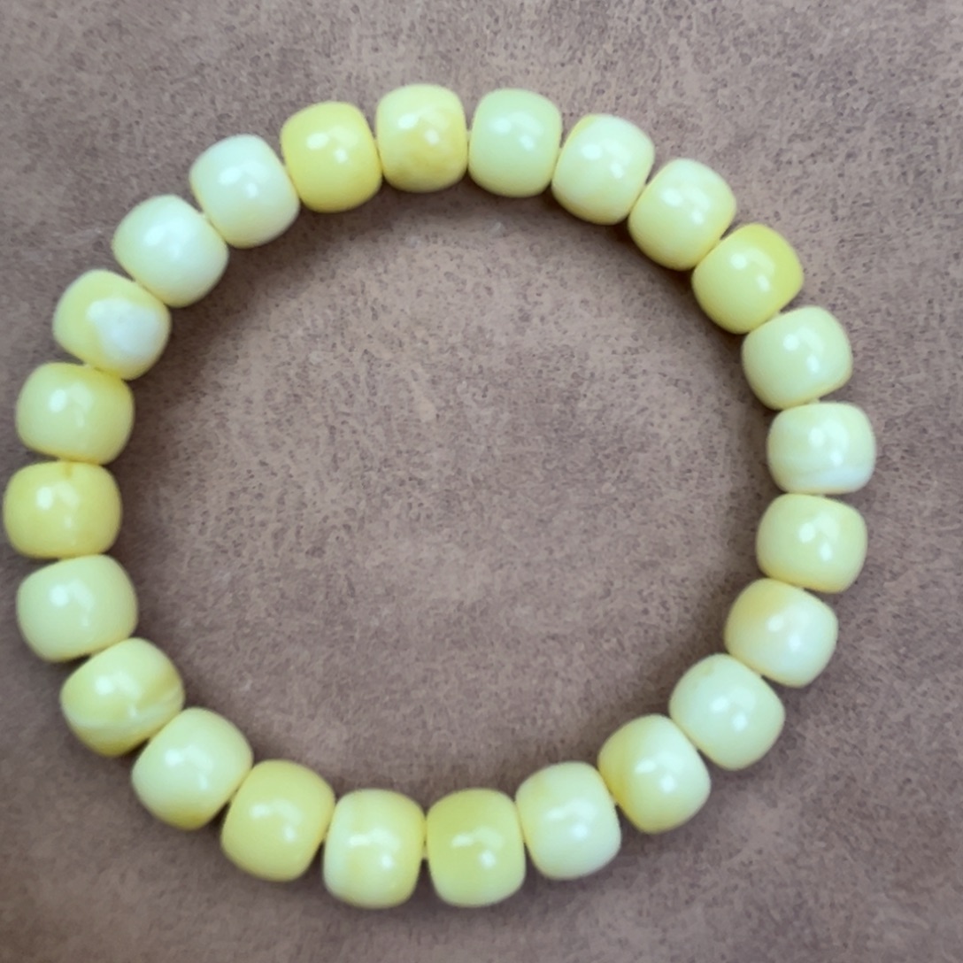 蜜蜡未镶嵌手链纯天然俄料奶白花9*8腕口17+