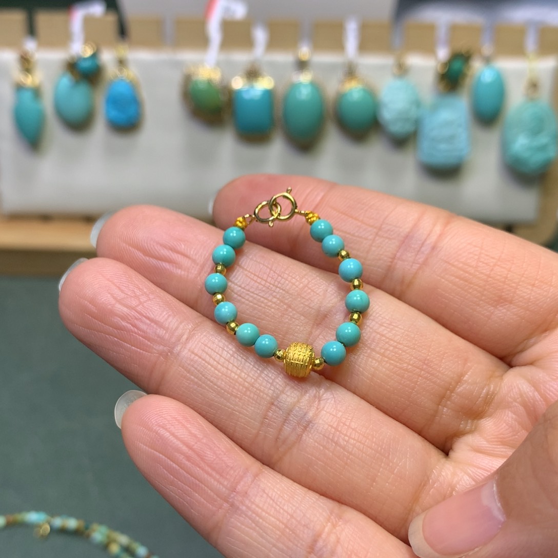 绿松石延长链18K金镶嵌