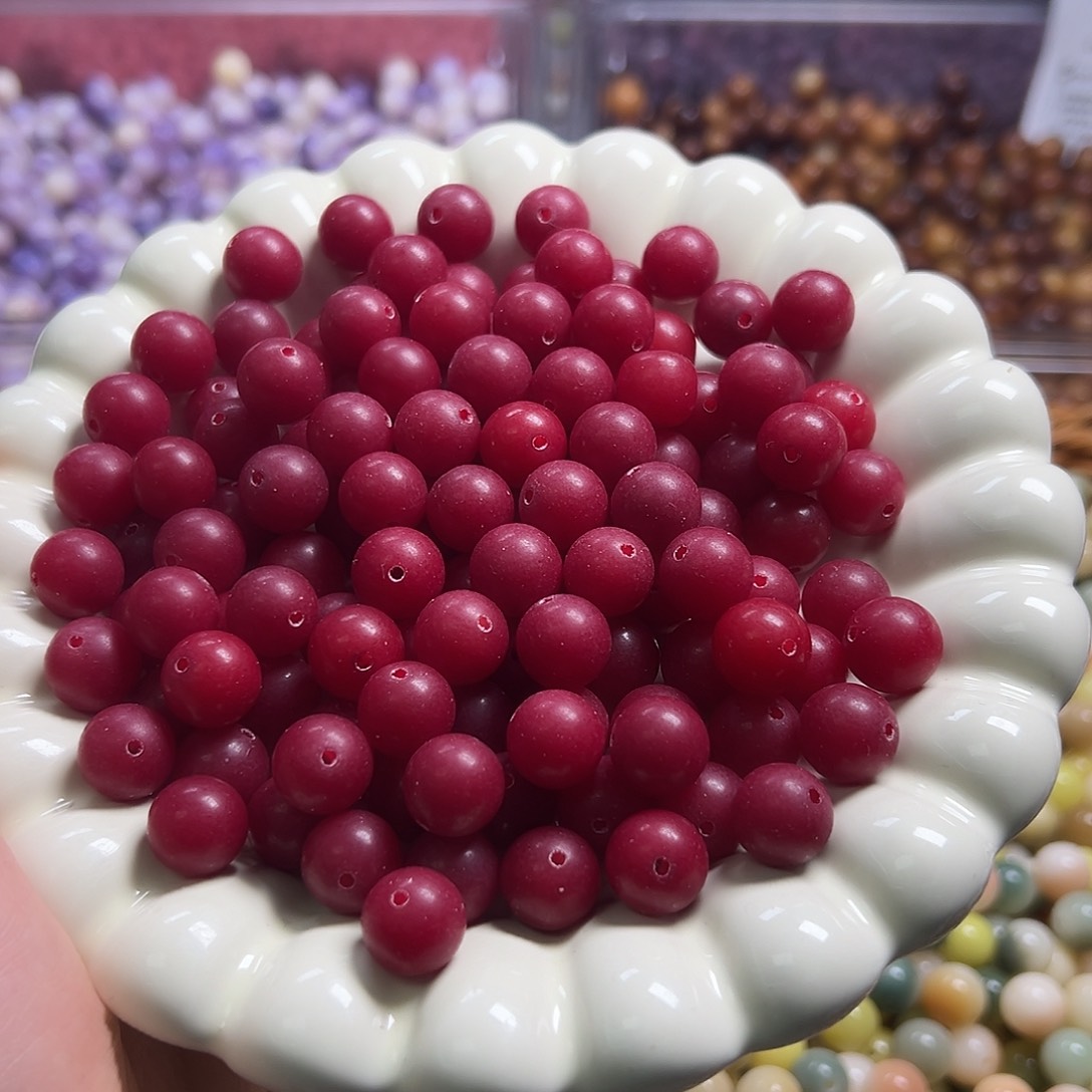 菩提根/象牙果吊坠卡12红色圆珠120颗