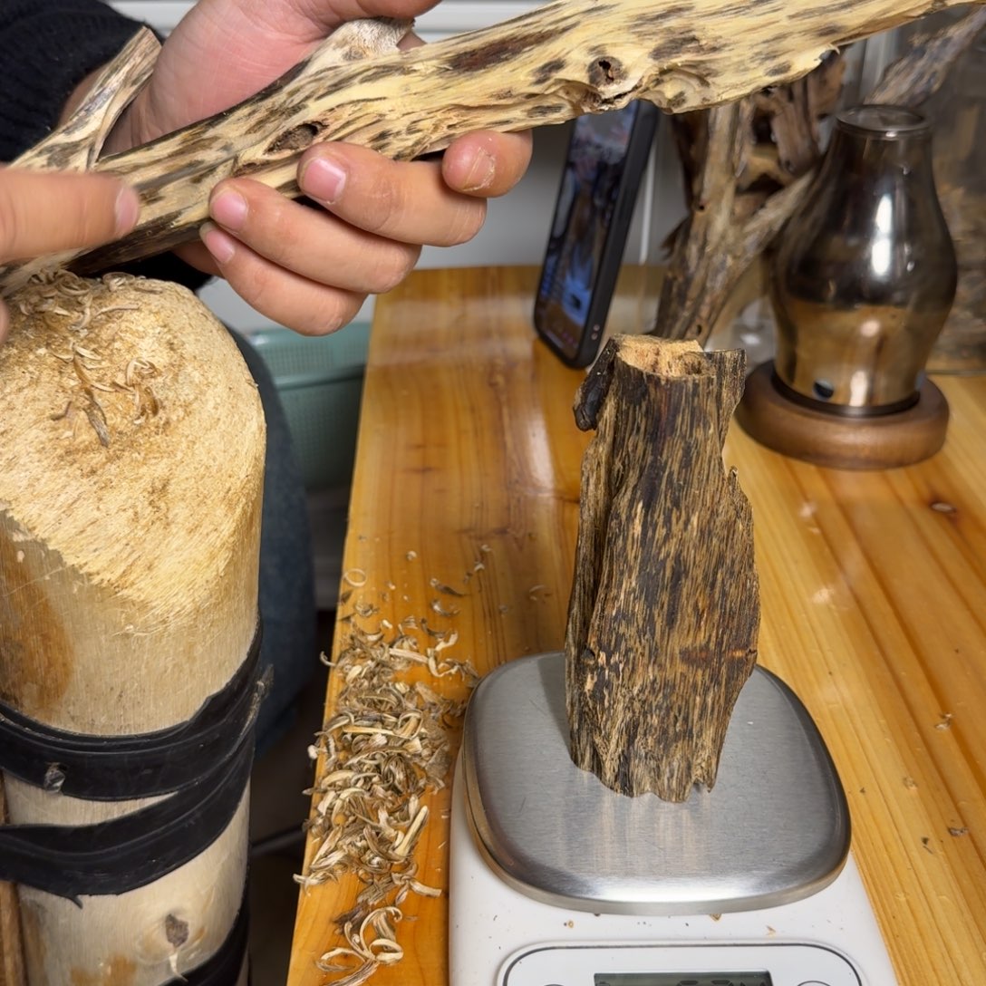 沉香篮宝石虫漏香53克