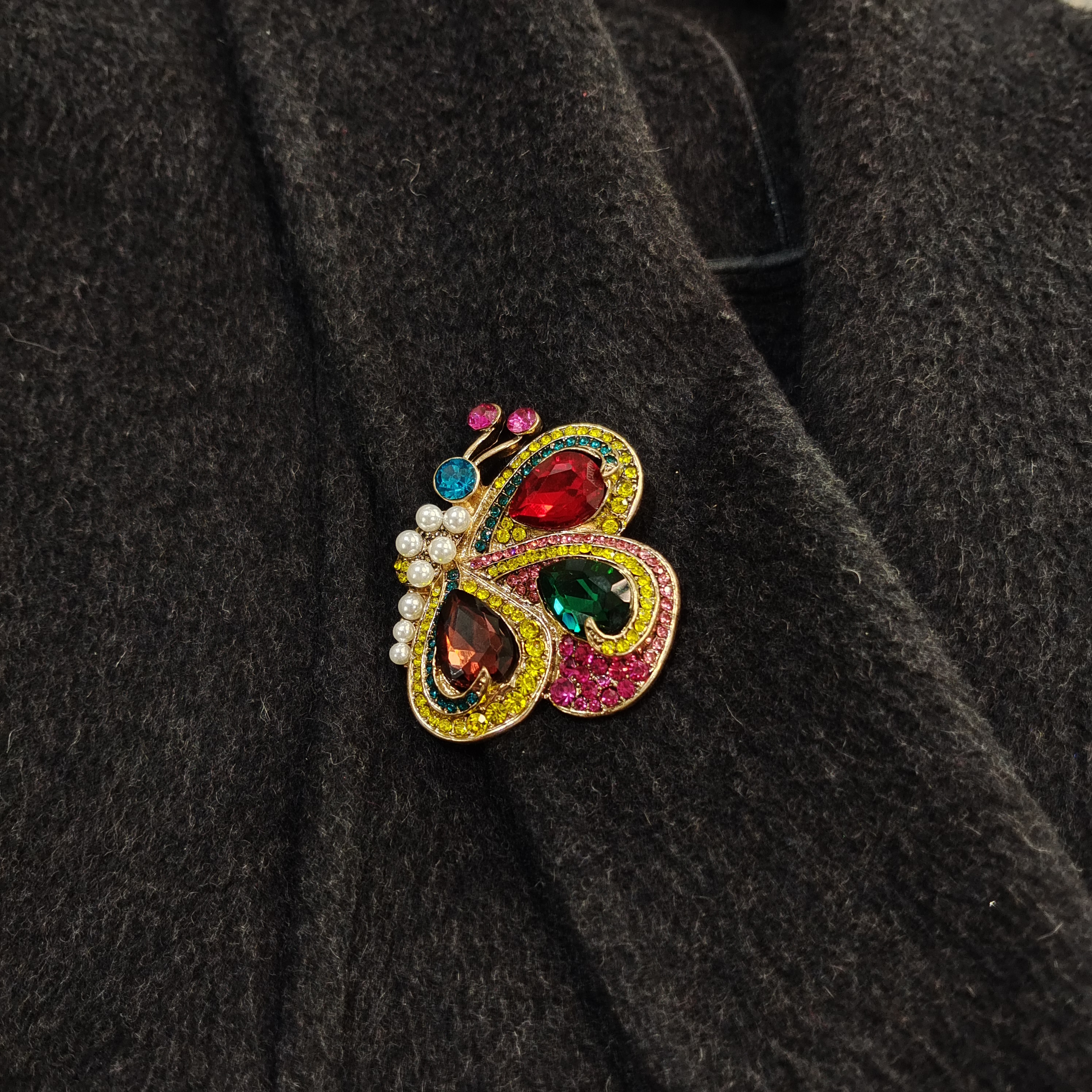 新款上新单边彩色蝴蝶别针皇冠配饰B112