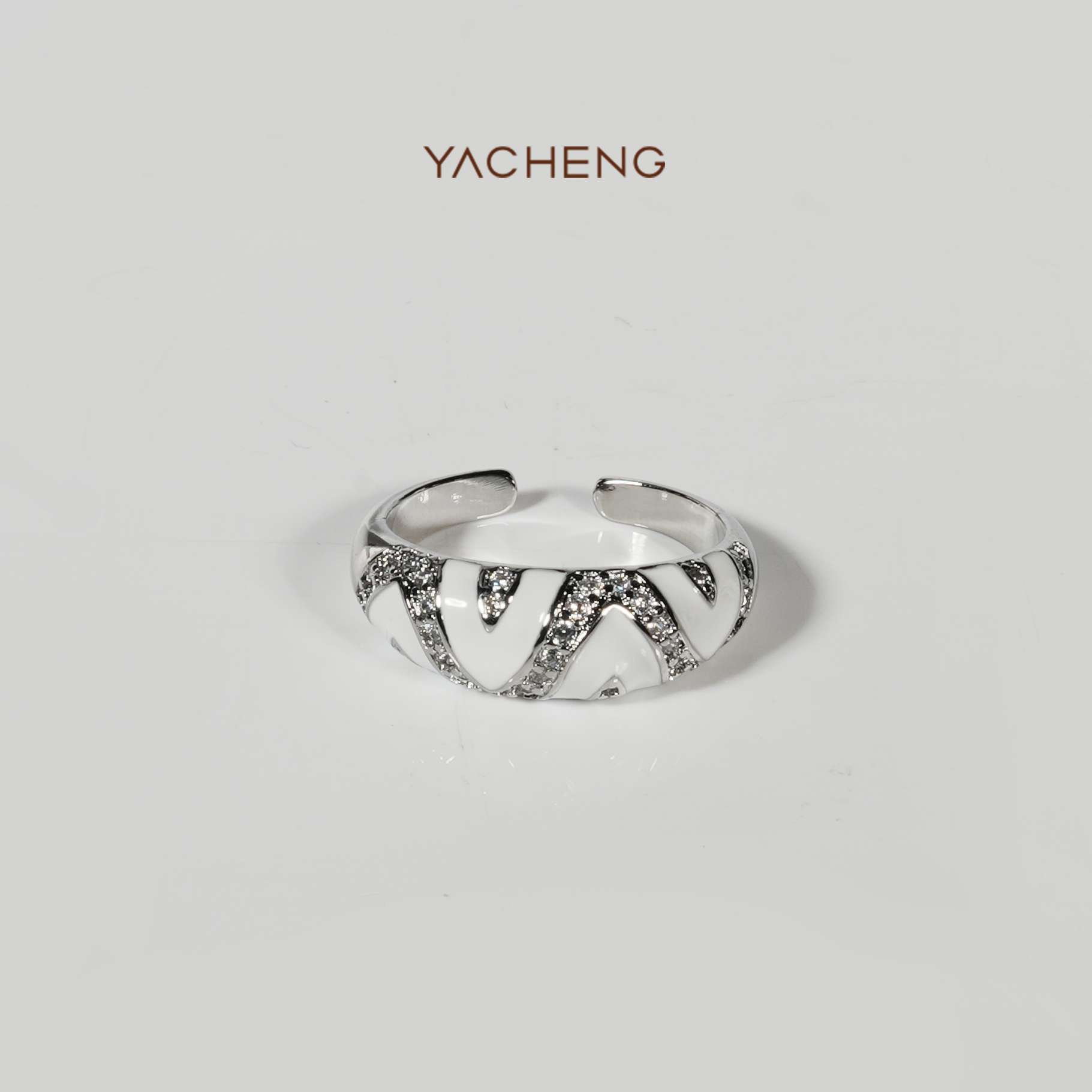 925银戒指 罗马圆舞曲 白色珐琅戒指  送女友新年礼物