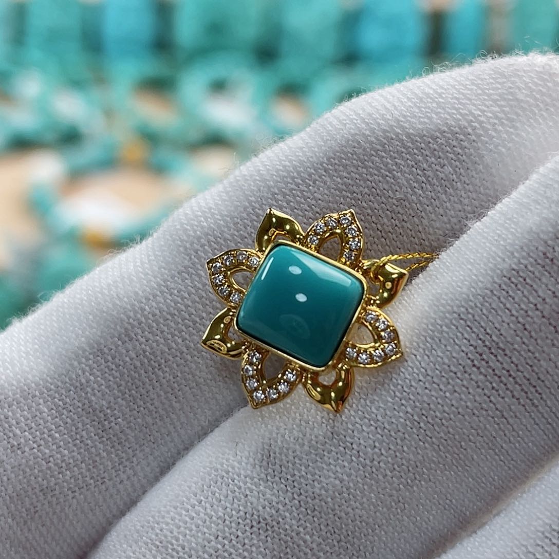 绿松石珠宝奇石18K金镶嵌