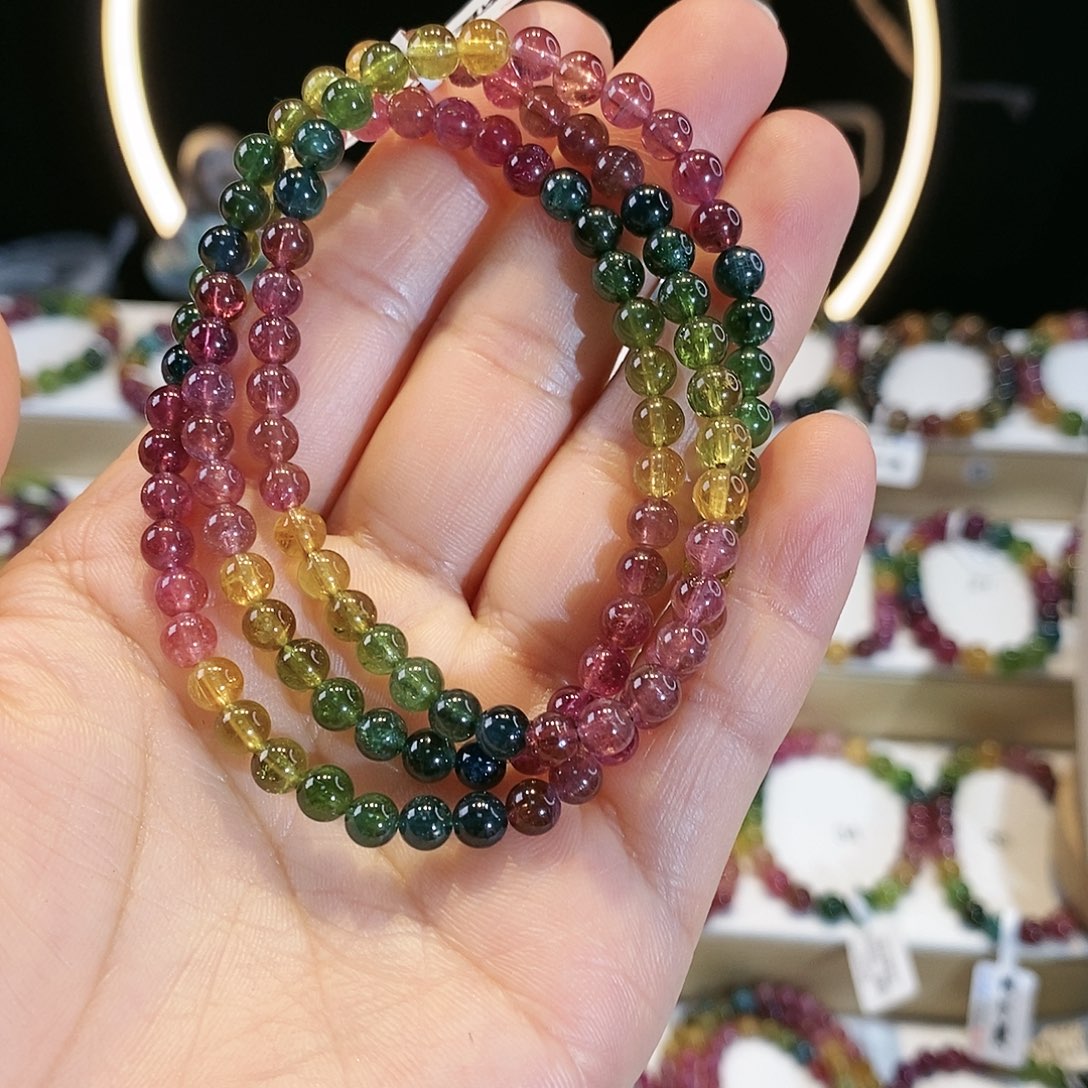 碧玺手链未镶嵌G2458三圈多样性发