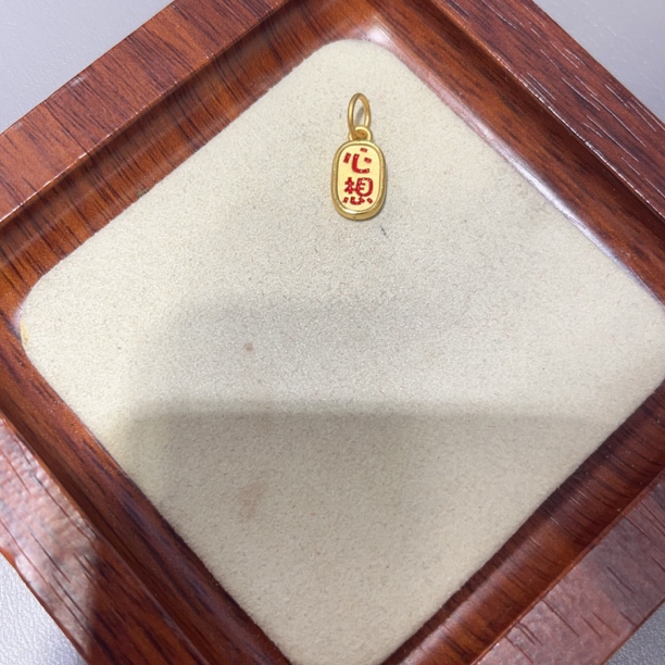 足金999心想事成加厚版珐琅小滴溜小配件3D硬金工艺