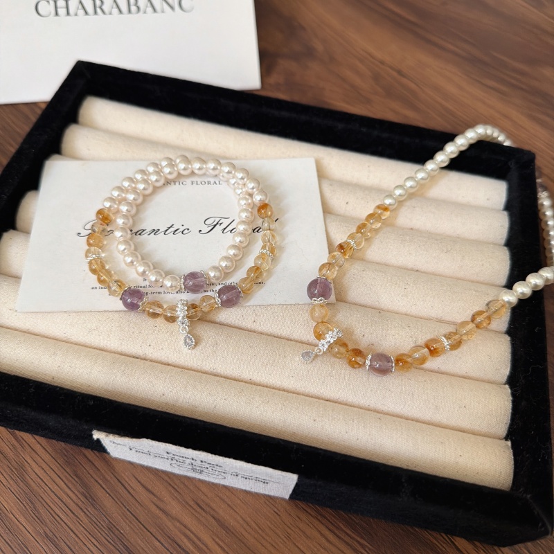 X2470黄塔晶紫水晶双圈手链高端轻奢手串多样性发一