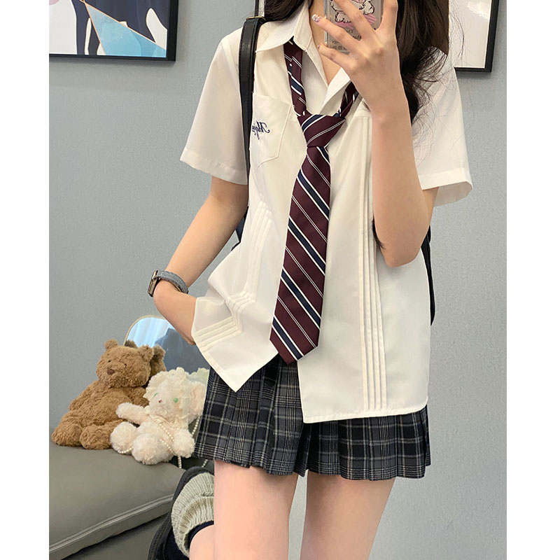 墨秋学院风JK制服信笺白衬衫女夏基础款日系学生百搭毕业班服衬衣