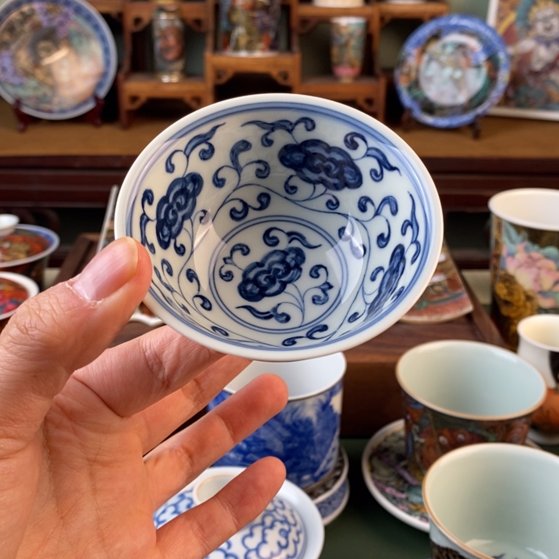 手工手绘灵芝杯杯